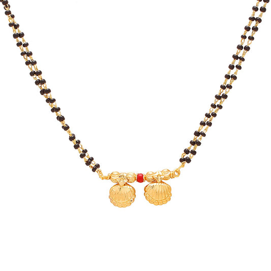 Micron Gold Faux Kundan carved double wati,Ball bead, simple and sober Traditional Mangalsutra