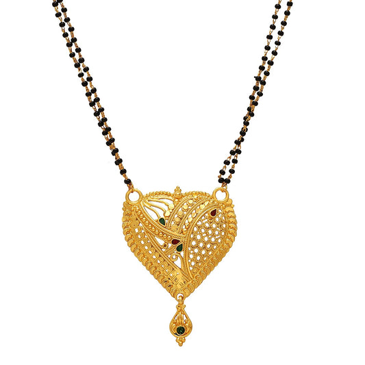 Gold plated intricate filigree workhalf Heartshape design Stylish Ethnic Mangalsutra