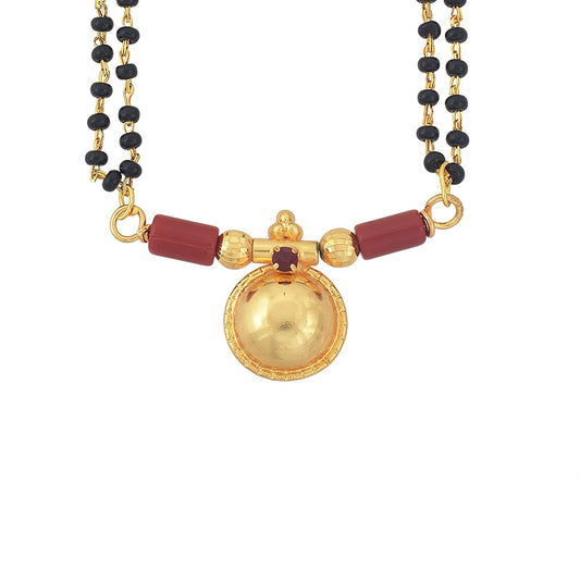 Gold plated Single Vati, Red CZ studded, Mangalsutra