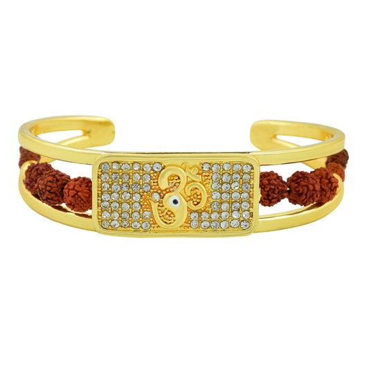 Goldplated OM CZ Rudraksh Free size Kada