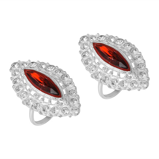 Silverplated Red CZ with Imitation Diamonds Fashion Big Toering Women Bichiya