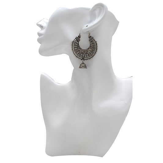 Silver plated Antique finish, Queen Victoria secret jewels Hoop and Jhumki Fusion fashion earrings