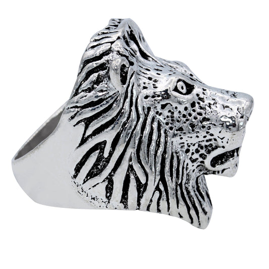 Silverplated Men Lion head Finger ring (ORRI5356)