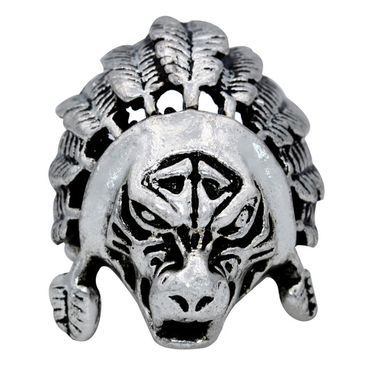 Oxidised Antique finish Brass, Red Indian mythical Lion design Finger ring