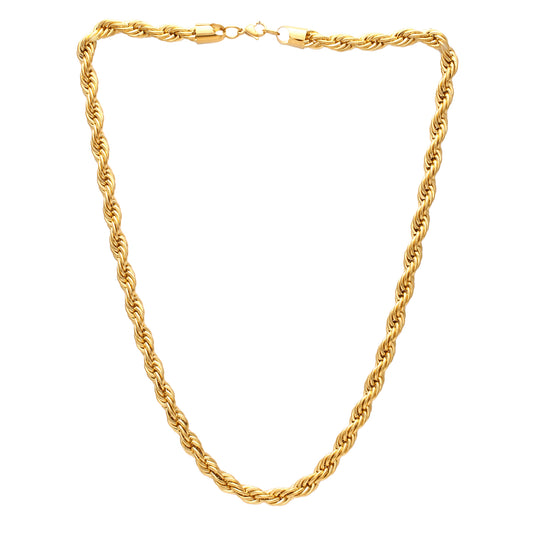 Brass 24KT Gold Thick Rope necklace chain (NKRX2800)