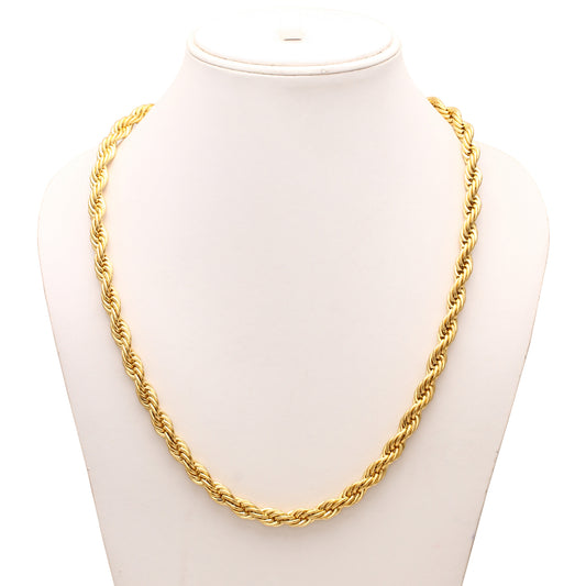 Brass 24KT Gold Thick Rope necklace chain (NKRX2800)