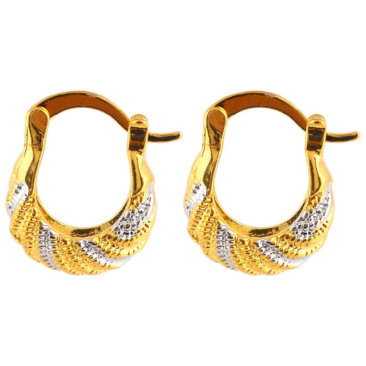 Brass Two colour tone Basket Earrings Women