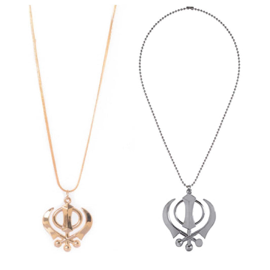 Combo Jewellery pendant of Brass and Steel Khanda Sikh Sardar Punjabi