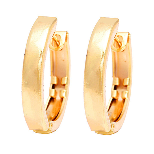 Gold plated simple hoop bali earrings for Men and Women