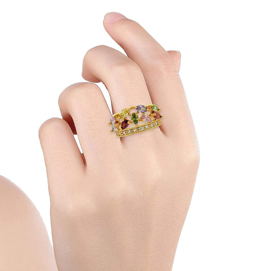 Gold plated Colourful CZ Princess jewellery Fashion finger ring