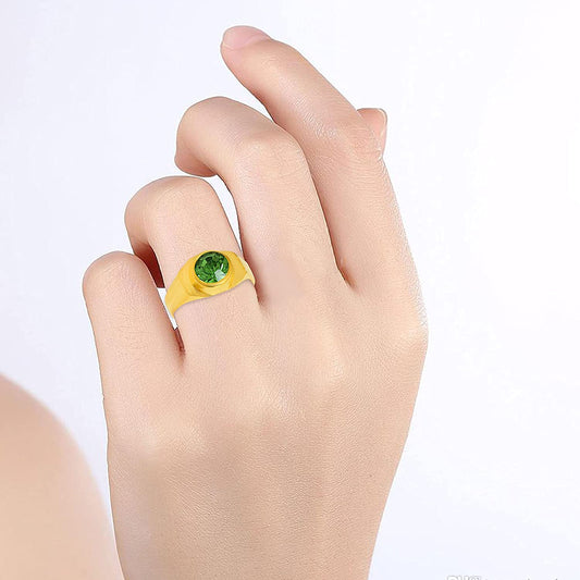 Brass Goldplated Faux Emerald Fingerring Men Jewellery