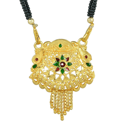 Gold plated, Star Meenakari Traditional Mangalsutra