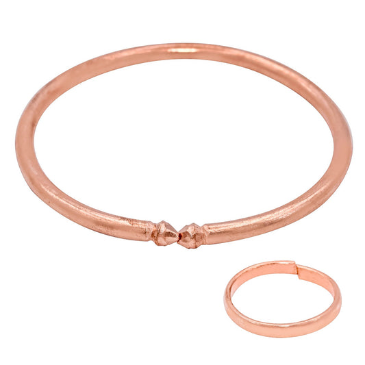 Pure Copper Kada & Ring (challa) health benificial, immunity booster Combo (CMMI5632)