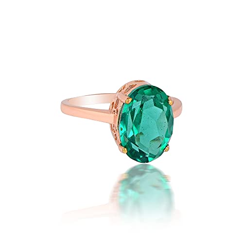 RoseGoldplated Brass Faux Emerald Panna Fingerring