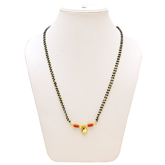 Gold plated Ruby Red CZ studded Red Single wati Mangalsutra