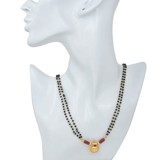 Gold plated Single Vati, Red CZ studded, Mangalsutra