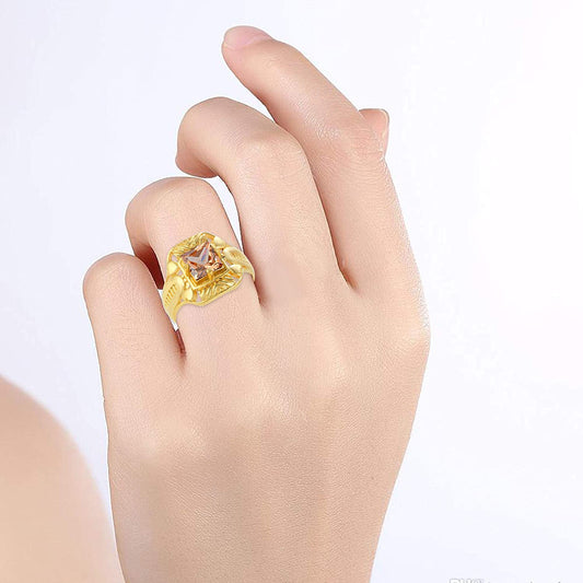 Women's Brass Gold plated Peach Quartz Fashion Finger Ring