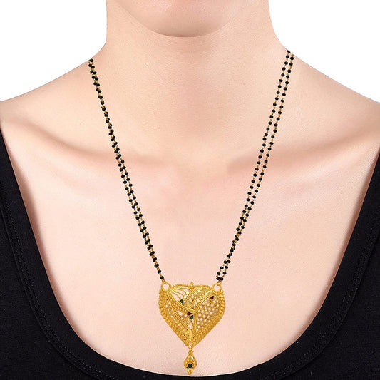 Gold plated intricate filigree workhalf Heartshape design Stylish Ethnic Mangalsutra