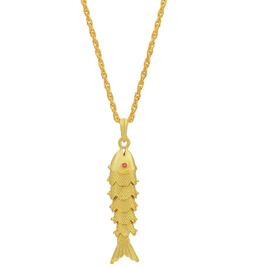 Brass 24 KT 1 Micron Gold Fish Pendant (PCSV1332)