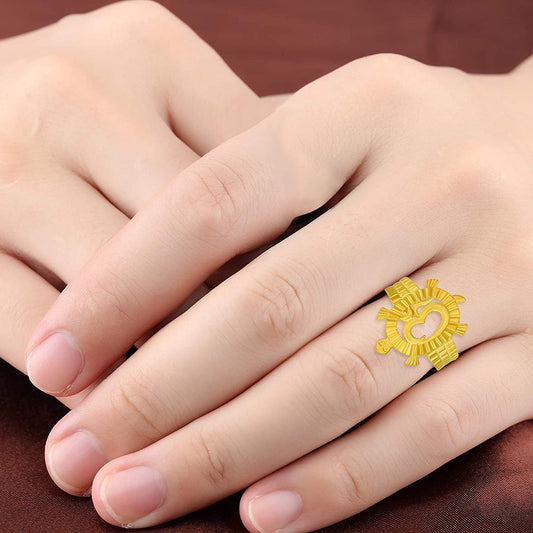 Gold plated OM on Tortoise Vaastu Fengshui good luck finger ring