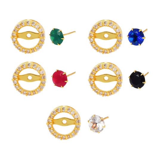 Gold plated 5 colour Inter-change Fashion stud earring