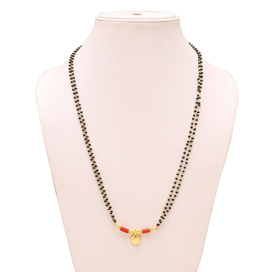 Gold plated Diamond White CZ studded Red Single wati Mangalsutra