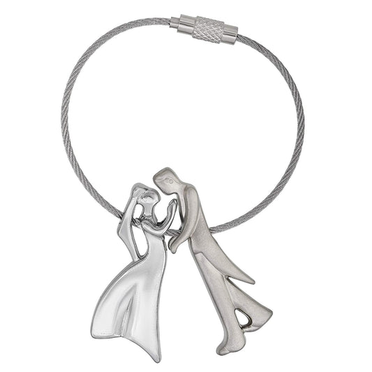 Stainless Steel Dancing Couple Keychain Fashion