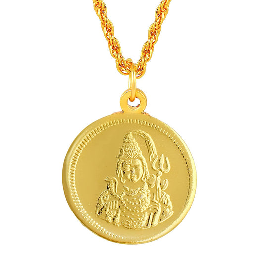 Goldplated Durga Shiva Reversible Pendant (PCKL8169)