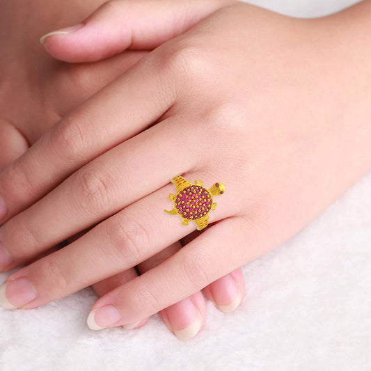 Gold plated Faux Burma Tortoise Fengshui Vastu Good luck Fashion finger ring