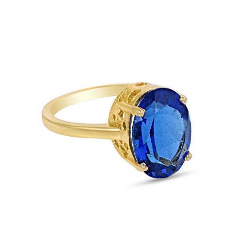 Goldplated Imitation Blue Sapphire Fingerring Men (OROM4409)