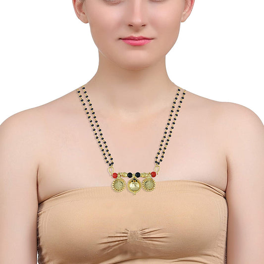 Gold plated Two Lakshmi and One Big Wati Traditional Mangalsutra