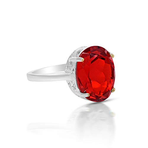 Brass Silverplated High Crown Faux Burma Ruby (Manik) Fingerring