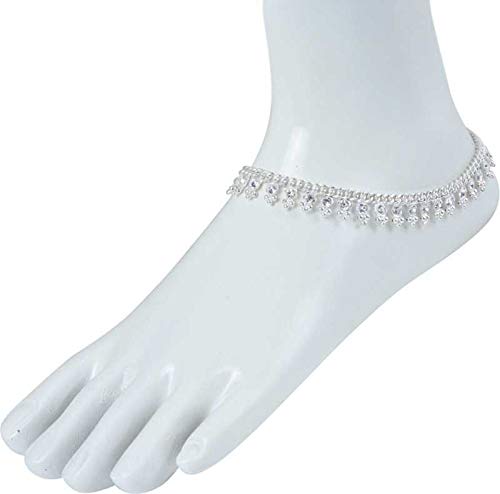 Silver Plated CZ studded Anti-tarnish Radha payal Anklet for Women