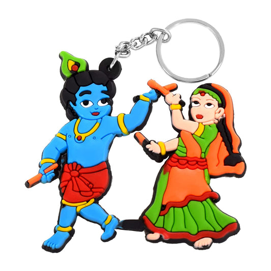 PVC Multicolor Bal Gopi krishna Dandiya Spiritual Keychain Hindu Keyring