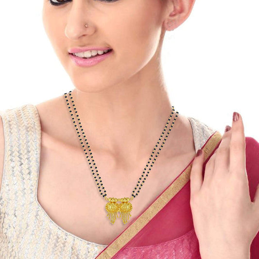 Gold plated Double wati Tassle (Jhalar) design, filigree stylish traditional Mangalsutra