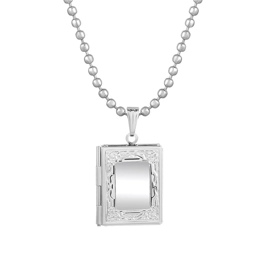 Silverplated Openable Book design Photo Pendant (PCKL0586)