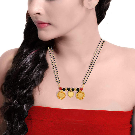 Gold plated Two Lakshmi and plain Wati Traditional Mangalsutra