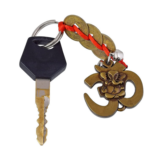 Brass Fengshui Coins &OM Ganesh Fashion Keyring keychain