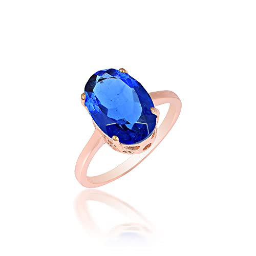 RoseGoldplated Brass Faux Blue Sapphire Neelam Fingerring