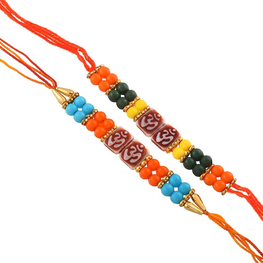 Fabric and Beads Rakhi for Rakshabandhan for Bhaiya and Bhabhi (Pack of 2)