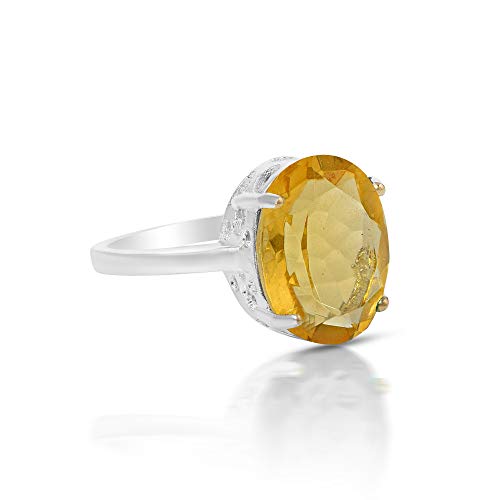 Silverplated Yellow Sapphire Pukhraj Men Finger ring (OROM4407)