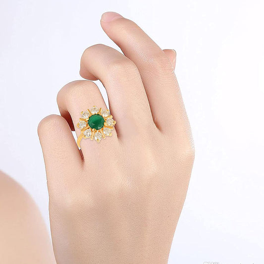 Goldplated Brass Imitation Diamond Emerald Fashion Fingerring