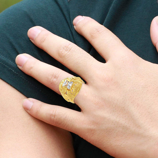 Brass Goldplated White Quartz Fingerring Fashion