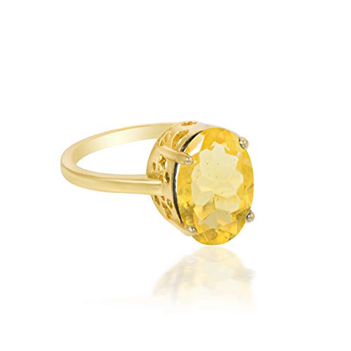 Goldplated Yellow Sapphire Pukhraj Fingerring Men (OROM4410)