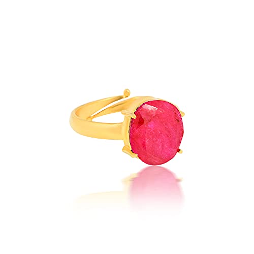 Goldplated Brass Real Ruby Fingerring Men Jewellery Women