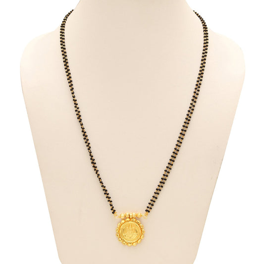 Gold plated Carved Laxmi Image,Lakshmi single big coin, Ethnic Traditional Mangalsutra