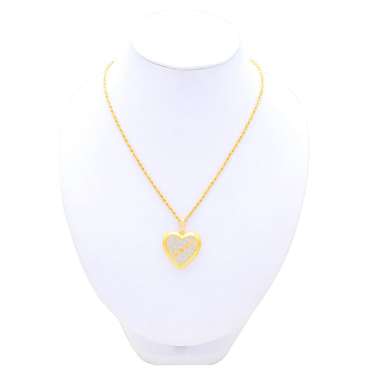 Gold plated Yellow Drussy Foil Love embossed openable Heart Locket pendant