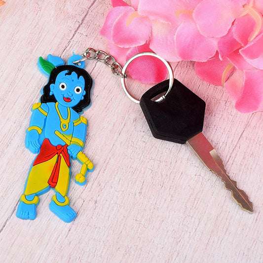 PVC Bal krishna Spiritual Blue Keychain