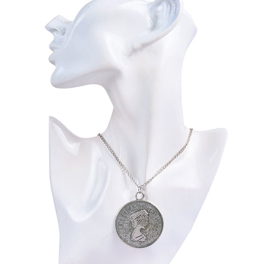 Silverplated Queen Elizabeth Medallion Pendant