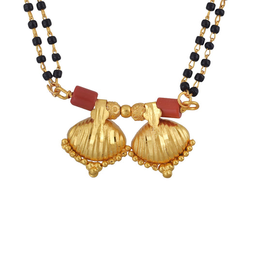 Brass Gold Plated Fan Shaped Double Wati Mangalsutra